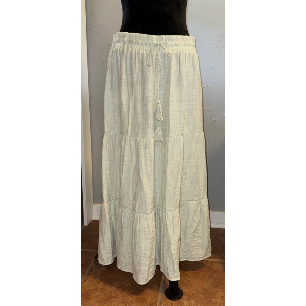 Cottagecore Prairie‎ Peasant Layered Skirt Soft Pistachio Green 1990's